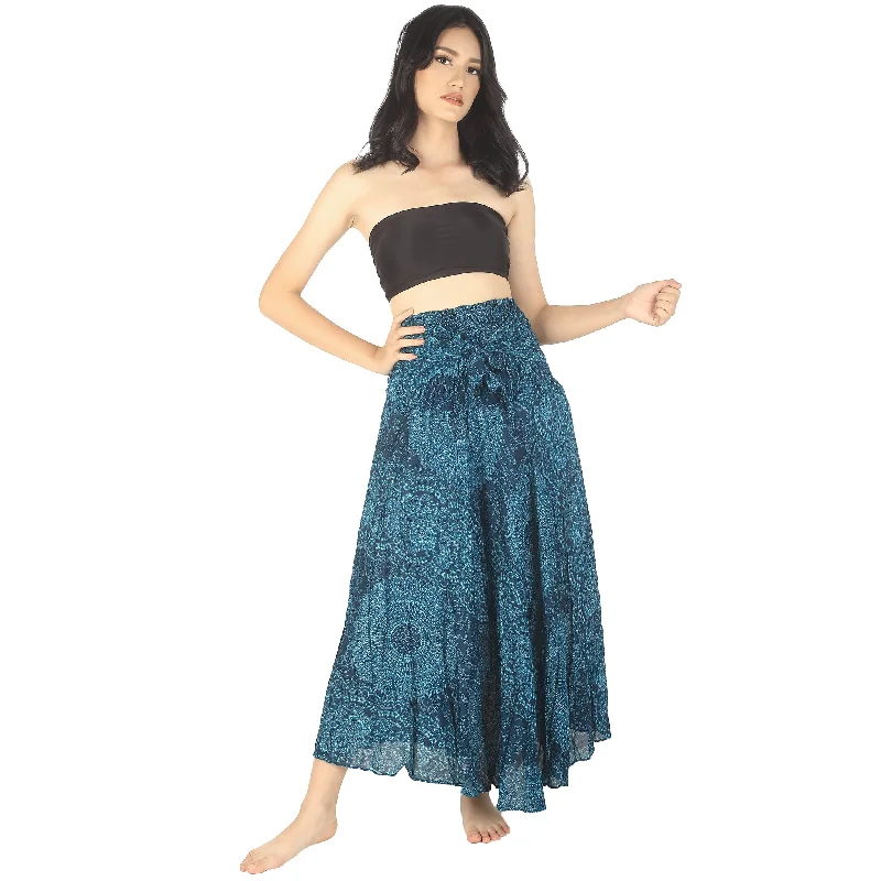 Monotone Mandala Women's Bohemian Skirt in Ocean Blue SK0033 020031 06 velvet skirt luxurious