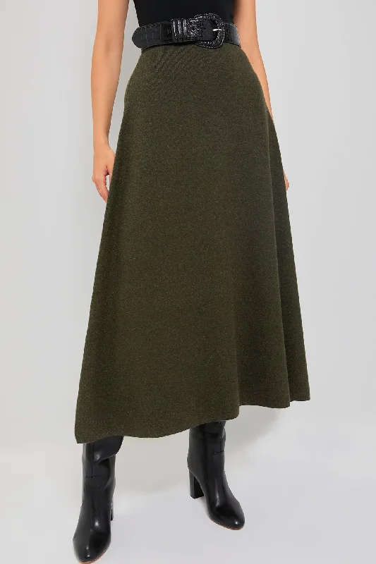 Moss Green Raye Knit Skirt maxi skirt elegant