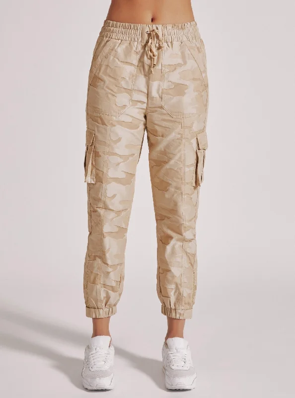 New Camo Pant Gold Trims Irish Cream Elegant Trouser Pants