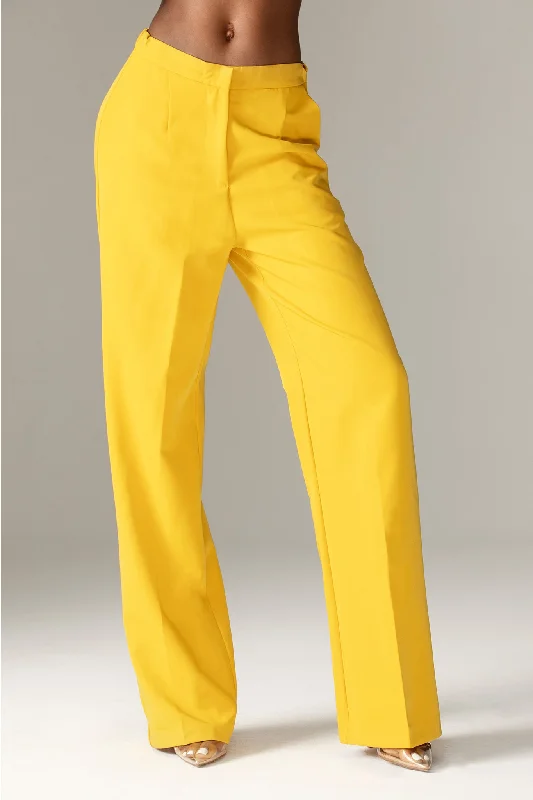 Niaz High Waist Wide Leg Pants (Yellow) Fashionable Sporty Pants