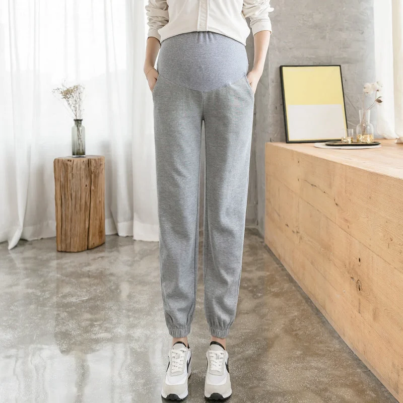 NiDELL Pregnant Women . Autumn and Winter Fleece-Lined Thick Track Pants Ankle Banded Pants Slimming Grandma's Pants Daddy Pants Outer Wear Belly Support Comfortable Pleated Pants