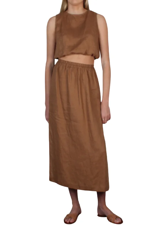 Pacific Linen Skirt Cognac cotton skirt soft