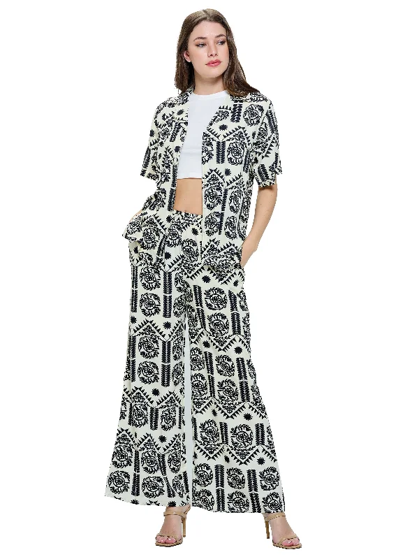 Pants Wide Leg Floral Tribal Print Elegant Dress Pants