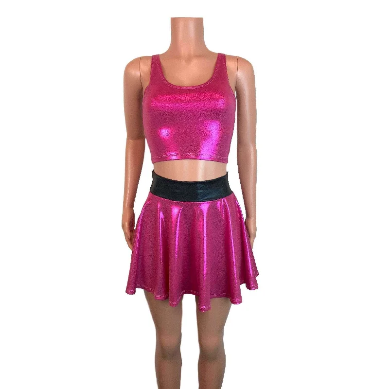 PowerPuff Girls BLOSSOM Costume W/ Pink Skater Skirt and Crop Top chiffon skirt lightweight