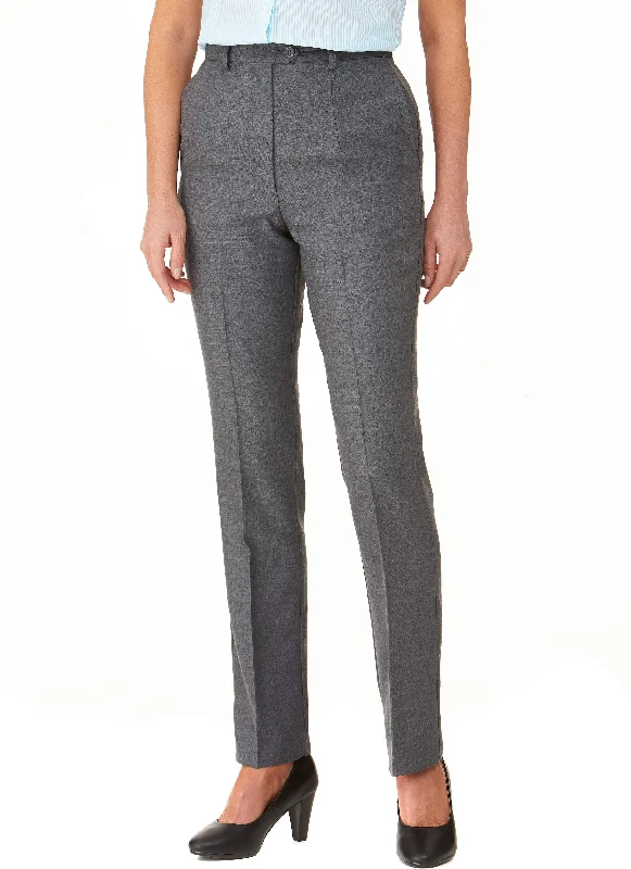 ROBINVALE FLAT FRONT PANT - GREY Chic Slim Fit Pants