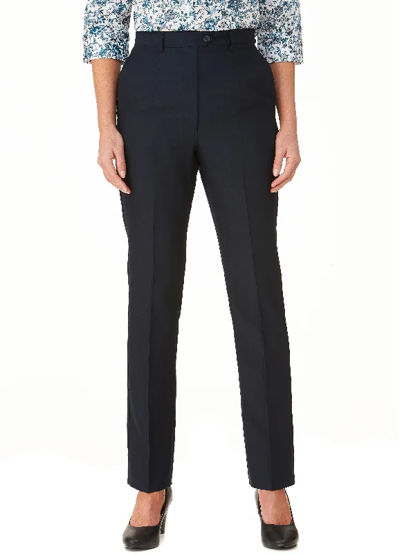 ROBINVALE FLAT FRONT PANT - NAVY Chic Capri Pants