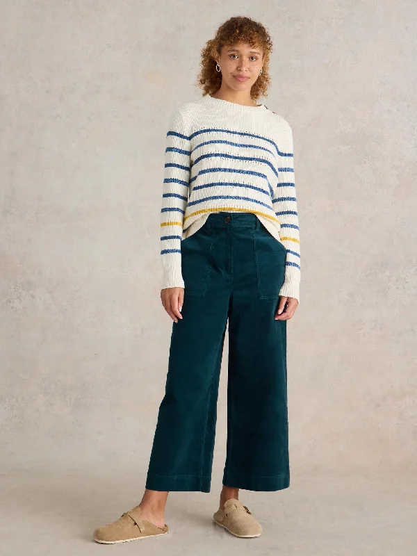 Romy Cord Cullotte Pant by White Stuff in Dark Teal Classic Pleated Pants