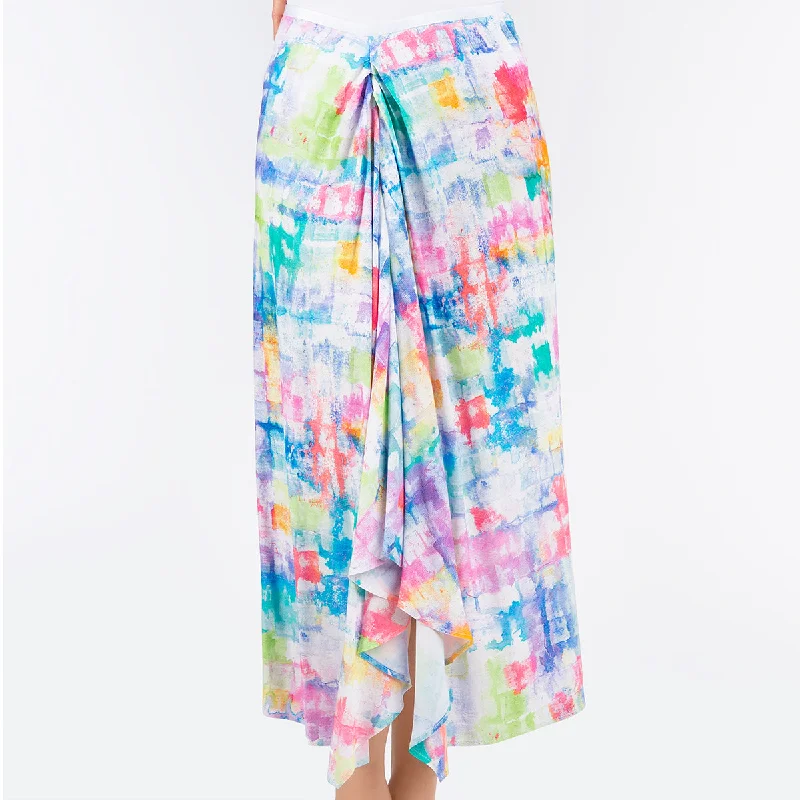 Ruched Midi Skirt in Lumiere Blocks boho skirt vibe