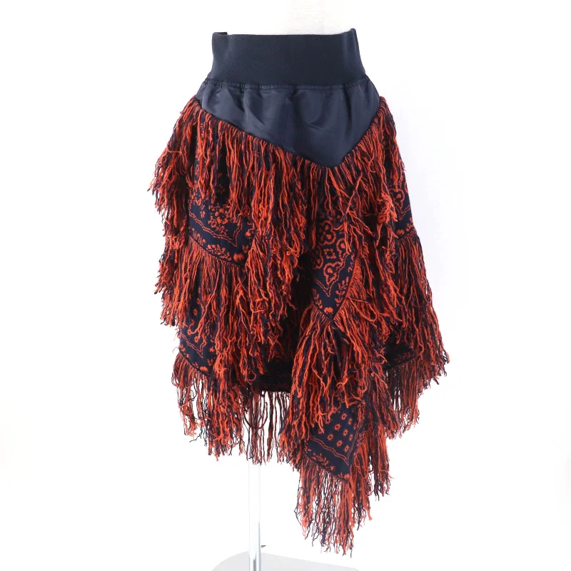 Sacai REYN SPOONER Wool Nylon Fringe Skirt wool skirt warm