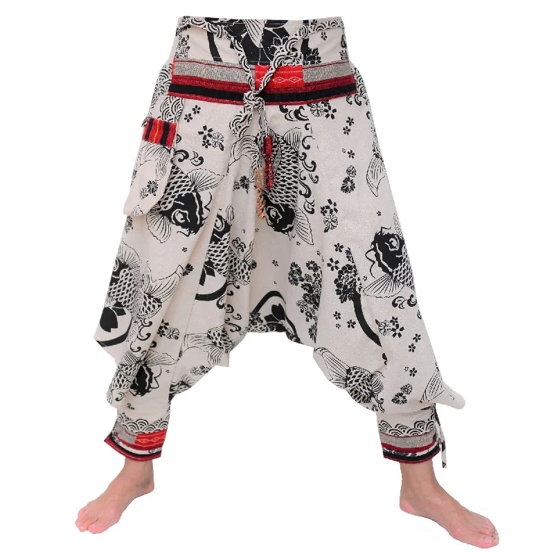 Samurai Pants Harem Pants Ninja Pants Men Women Beige Chic Faux Leather Pants