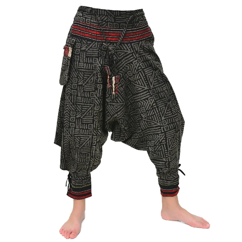 Samurai Pants Harem Pants Ninja Pants Men Women Black Gray Soft Cotton Pants