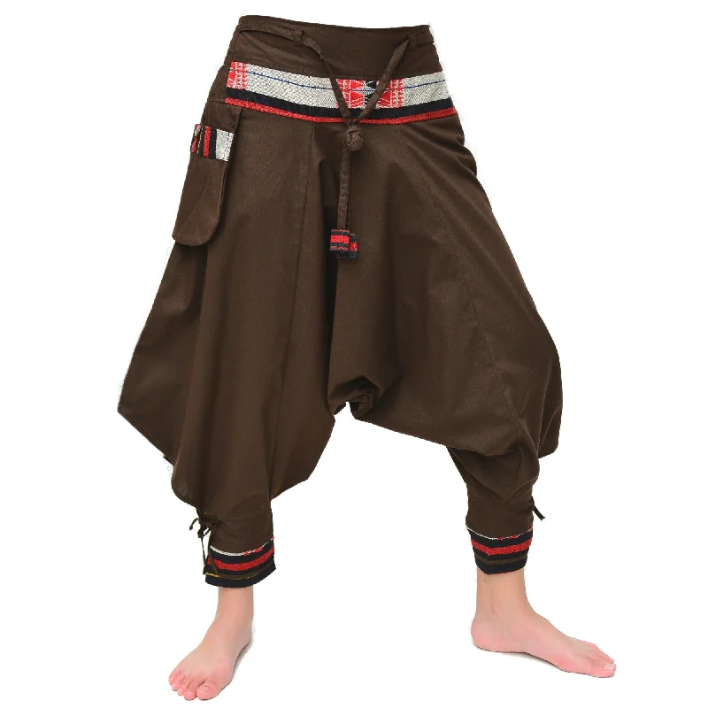 Samurai Pants Harem Pants Ninja Pants Men Women Brown Fashionable Track Pants