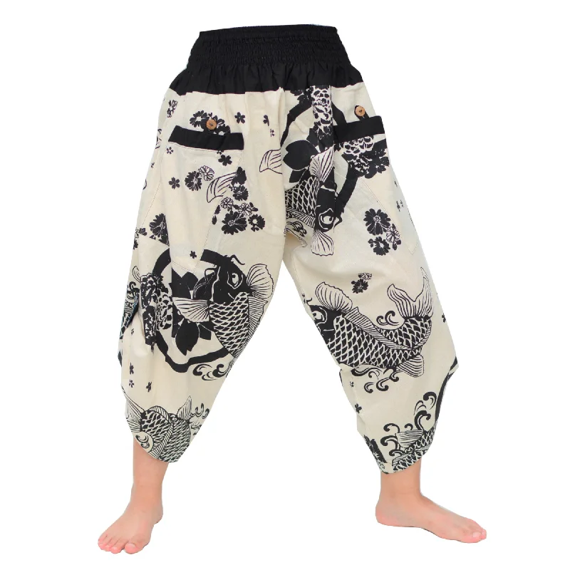 Samurai Pants Ninja Pants Yoga Pants Men Women Beige Casual Lounge Pants