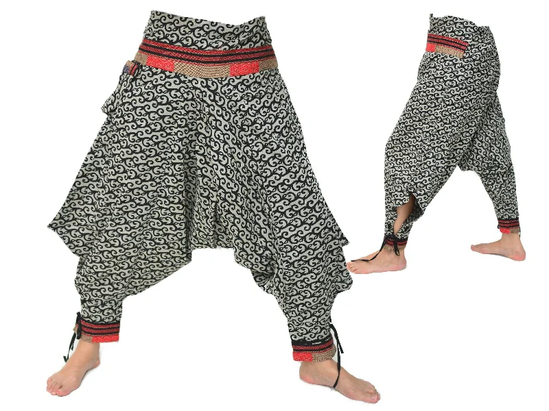 Samurai Style Harem Pants Men Women Black Grey Comfortable Denim Leggings