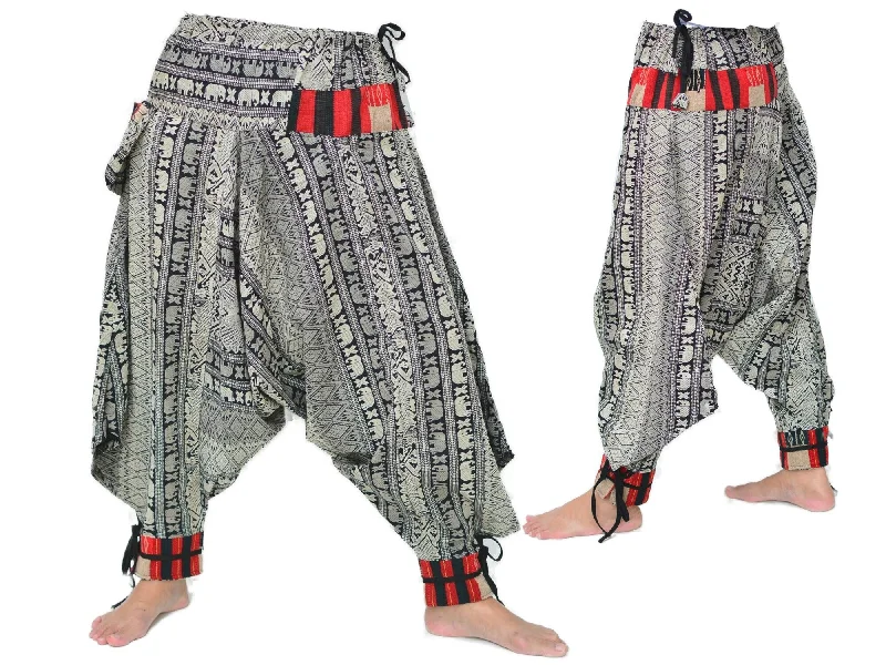 Samurai Style Harem Pants Men Women Black Grey Chic Capri Pants