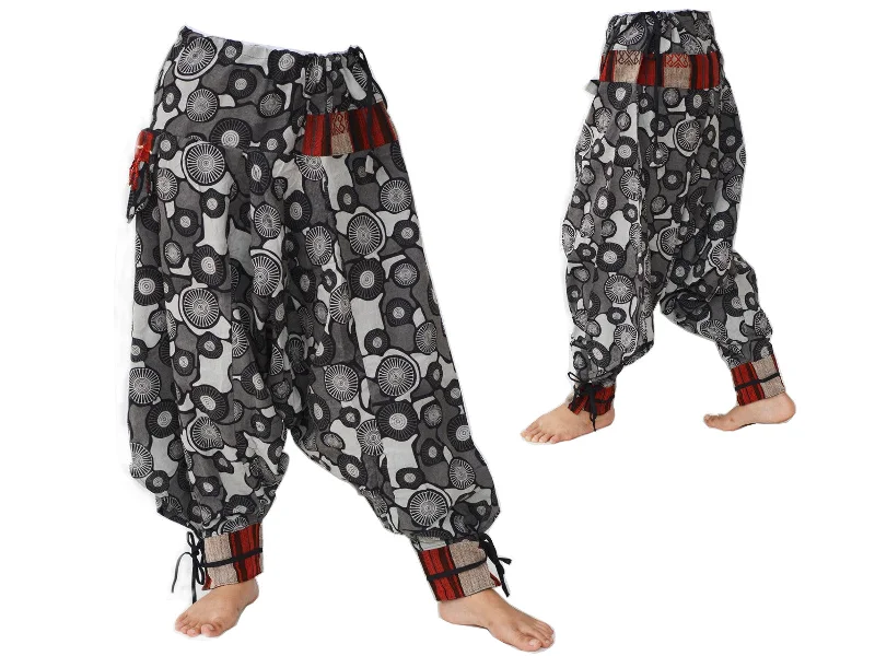 Samurai Style Harem Pants Men Women Black Grey Chic Slim Fit Pants