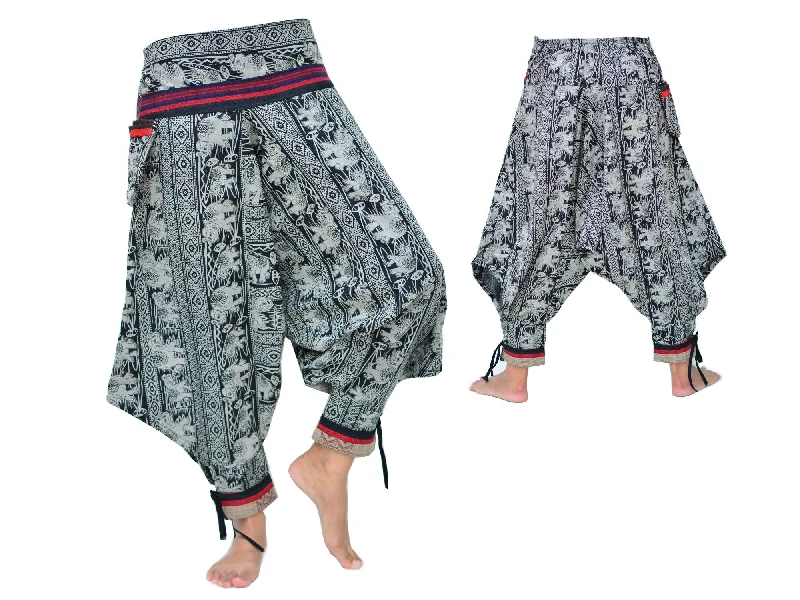 Samurai Style Harem Pants Men Women Black Grey Cozy Full-Length Pants