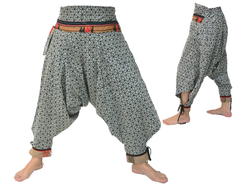 Samurai Style Harem Pants Men Women Black Grey Soft Wool Pants