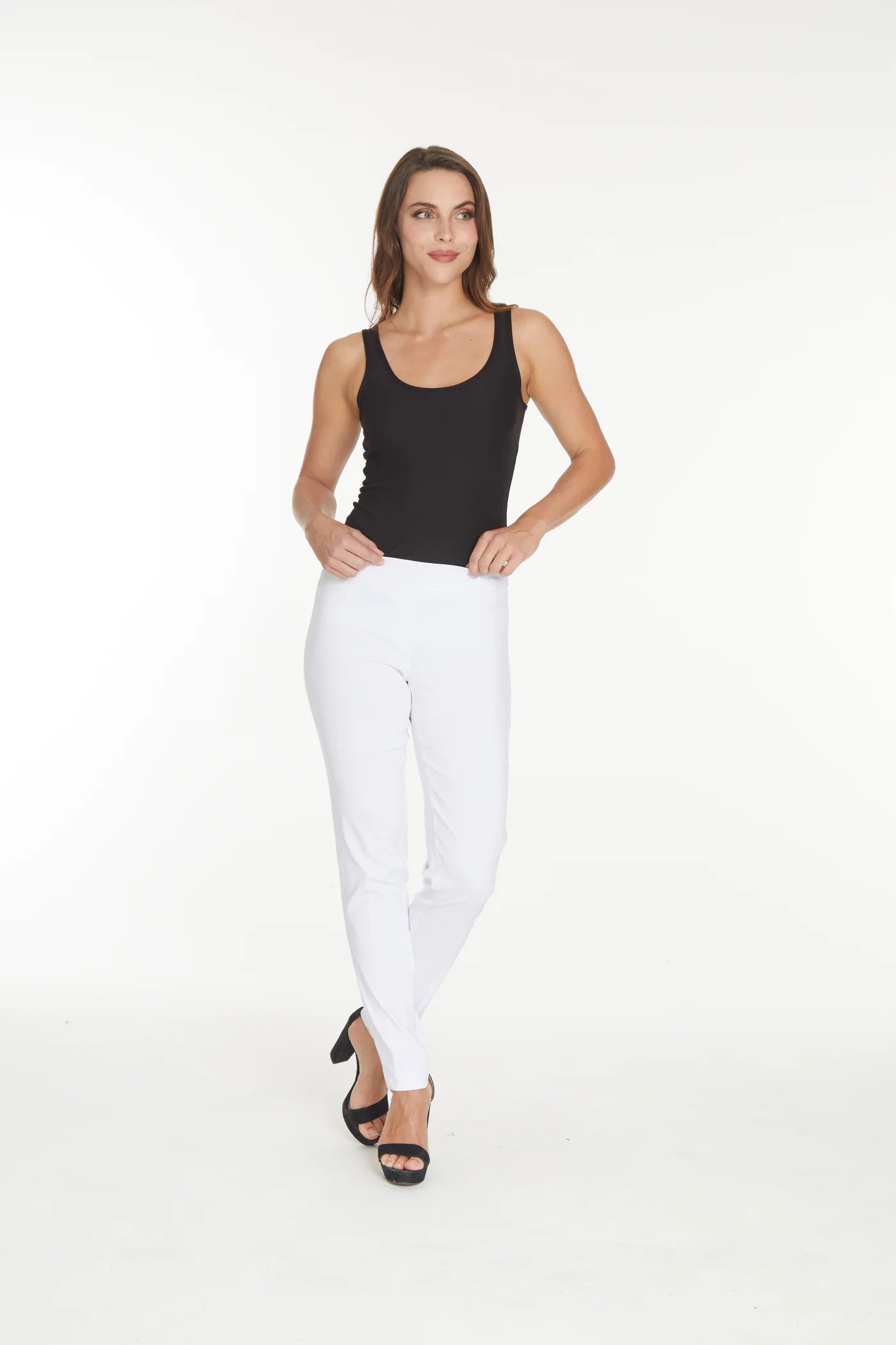 Slimsation ANKLE Women's Wide Band Pull On Pant with Tummy Control (M2623P)- WHITE Cozy Lounge Pants