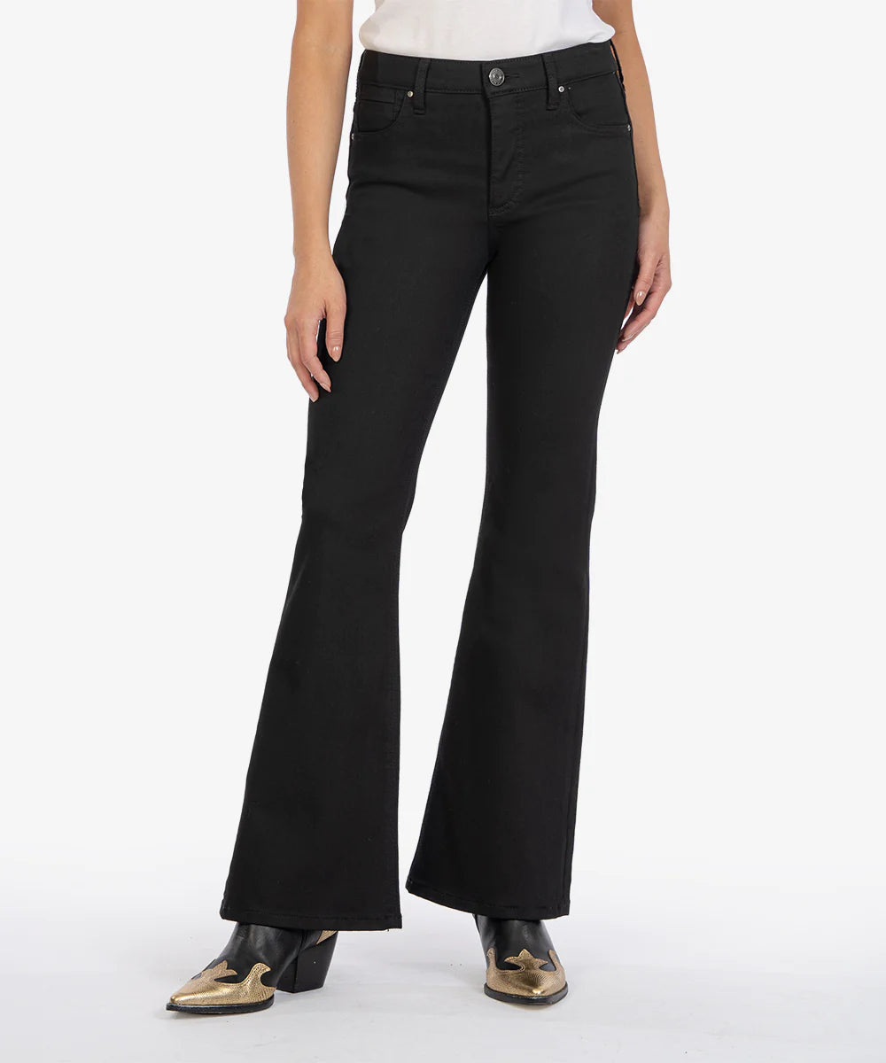 Stella Fab Ab High Waist Flare Pant by Kut from the Kloth in Black Wash Elegant Wool Trousers