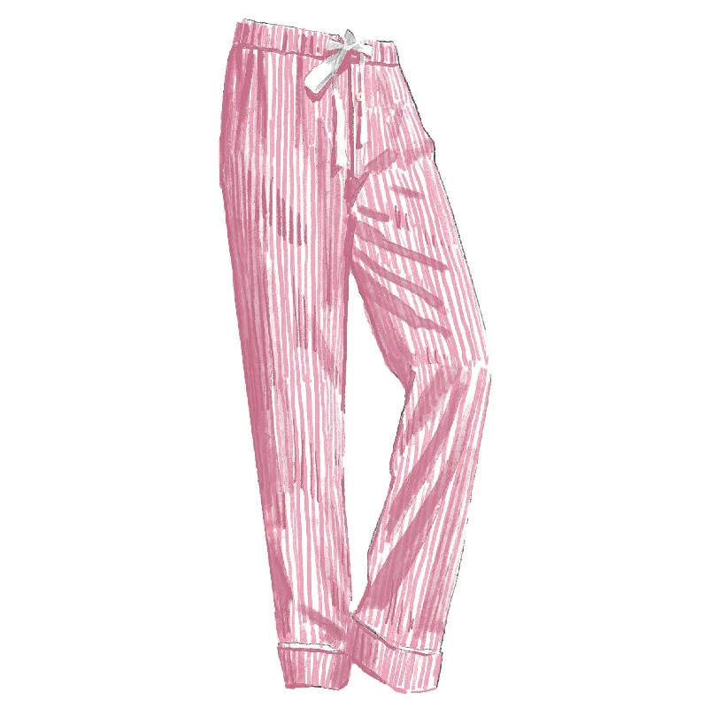 Striped Poplin PJ Pants Fashionable Button-Up Pants