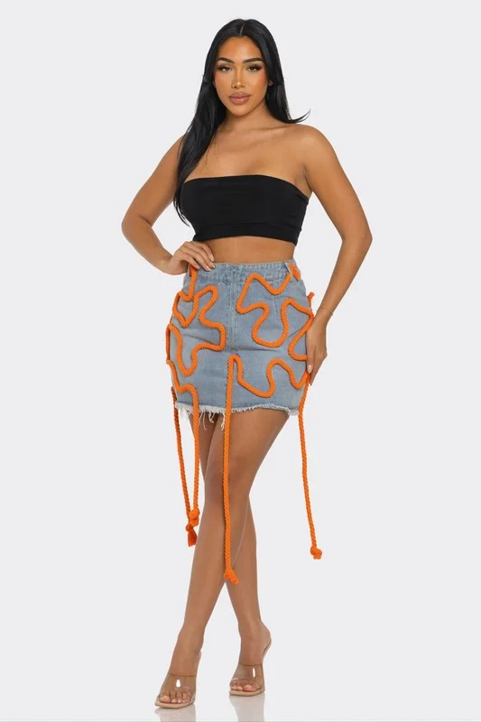 Tangerine Trace Mini Denim Skirt seamless skirt comfort