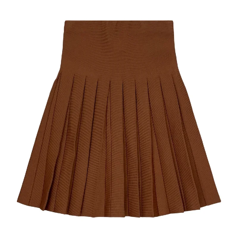 Teela Taupe Pleated Skirt corduroy skirt durable