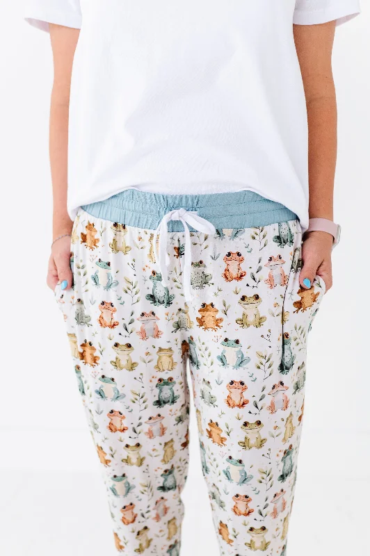 The Sleepy Sloth Froggin' Awesome Frog Print Women's Sleepy Pants Pajama Bottoms Comfortable Jogger Trousers