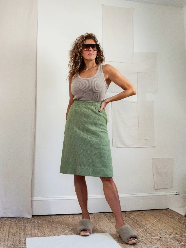 Vintage Sage Green Pencil Skirt chiffon skirt floaty