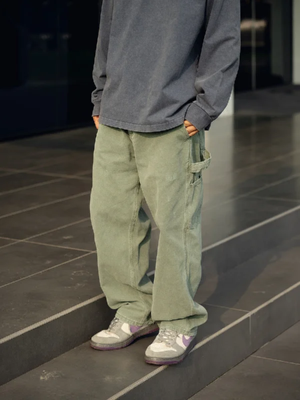 Vintage Washed Cargo Pants Comfy Zip-Up Pants