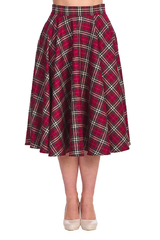 Winter Check Swing Skirt velvet skirt luxury