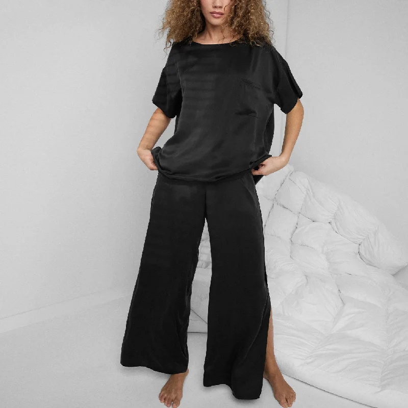 Washable Silk Tee Pant Set Classic Stretch Pants